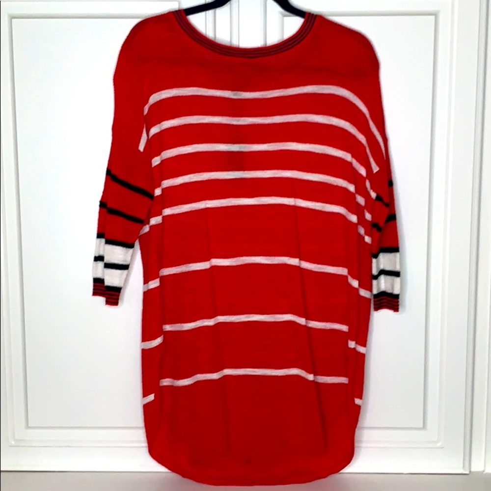 Red Striped Tunic Sweater